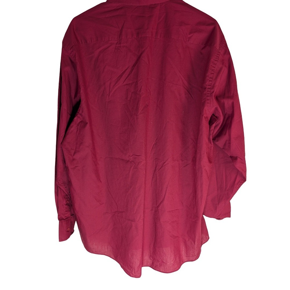 Pierre Cardin Button Down Shirt Mens 17.5 34/35 Burgundy Long Sleeve Collared - Picture 6 of 13